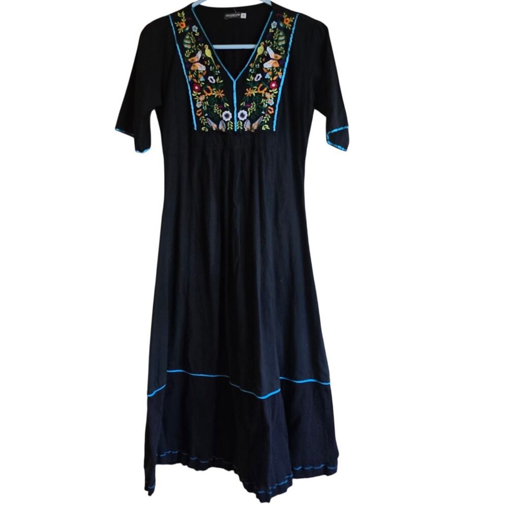 Earthbound embroidered midi dress size small boho
